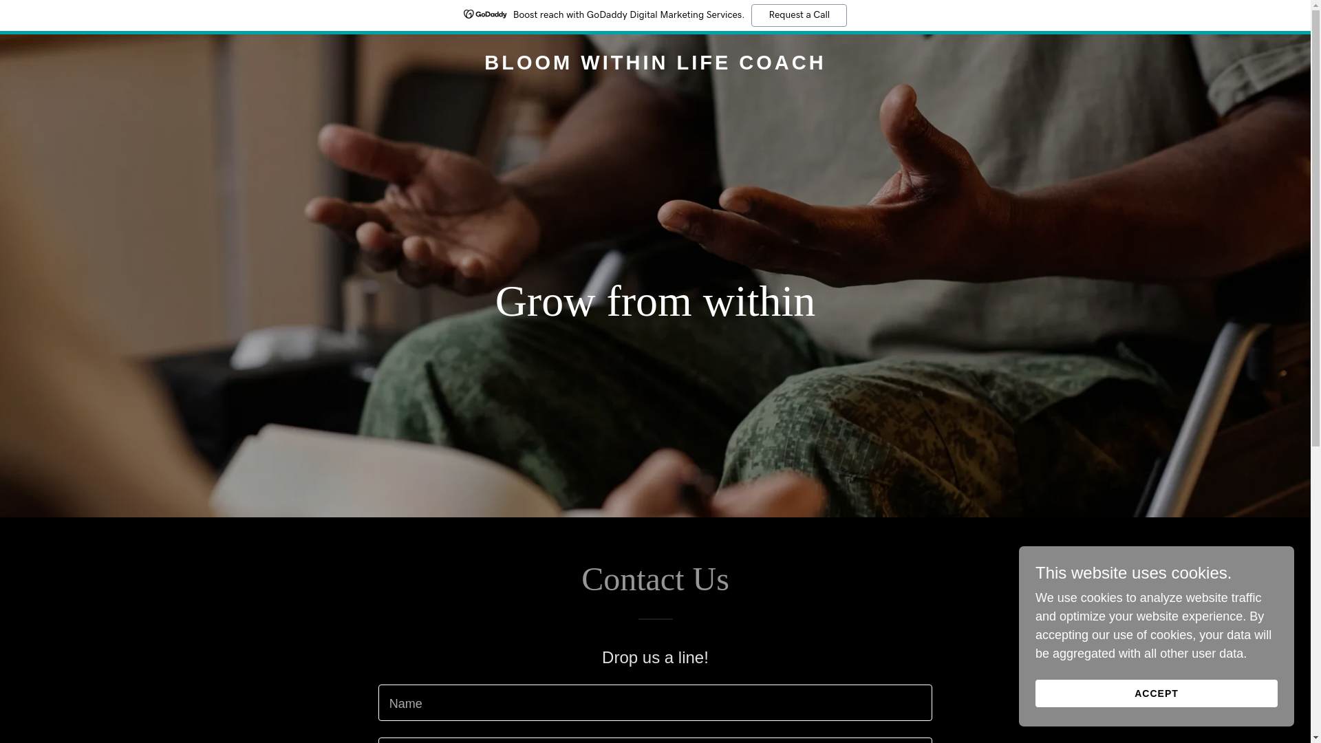 website screenshot of https://bloomwithinlifecoach.com/