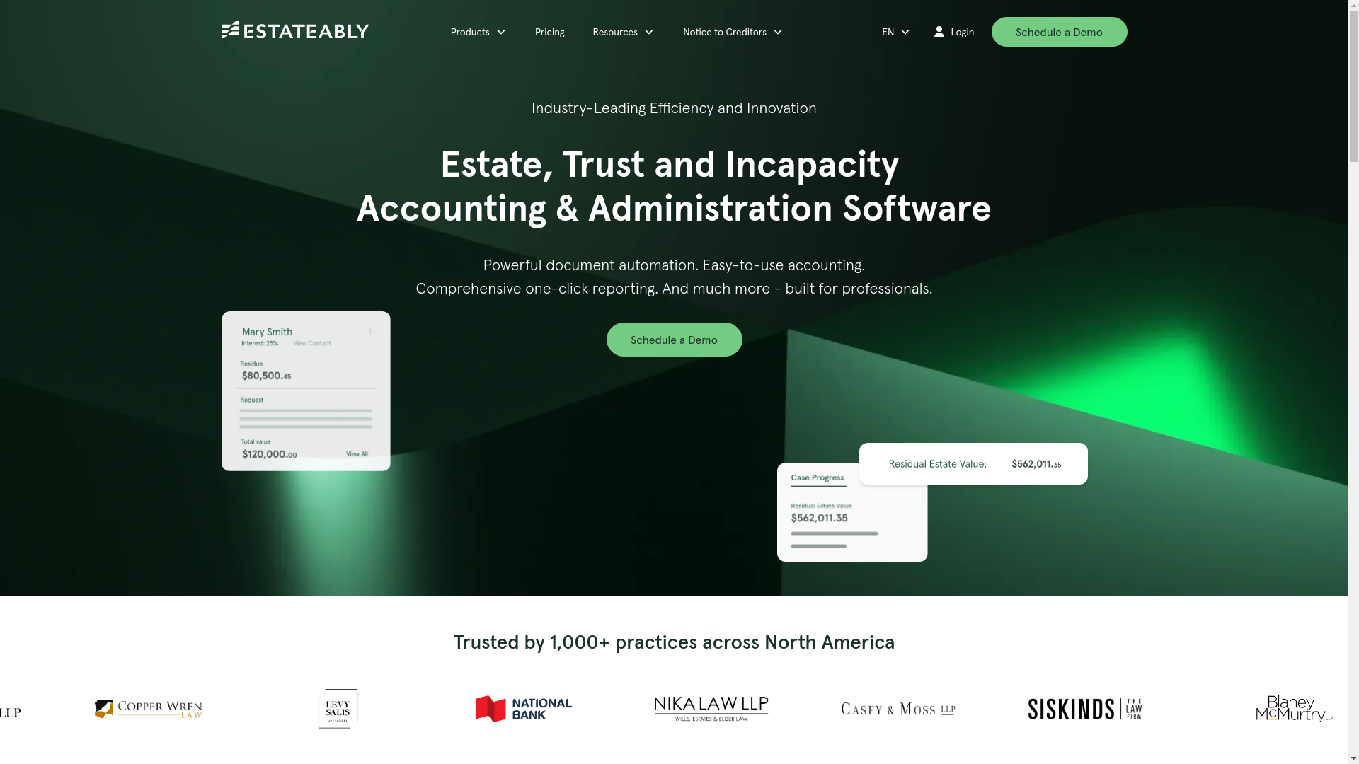 website screenshot of https://estateablyplatform.com/