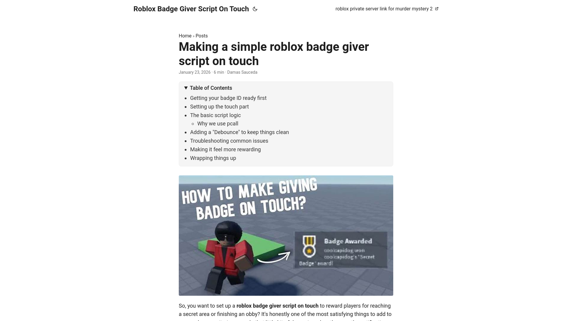 website screenshot of https://roblox-badge-giver-script-on-touch.pages.dev/