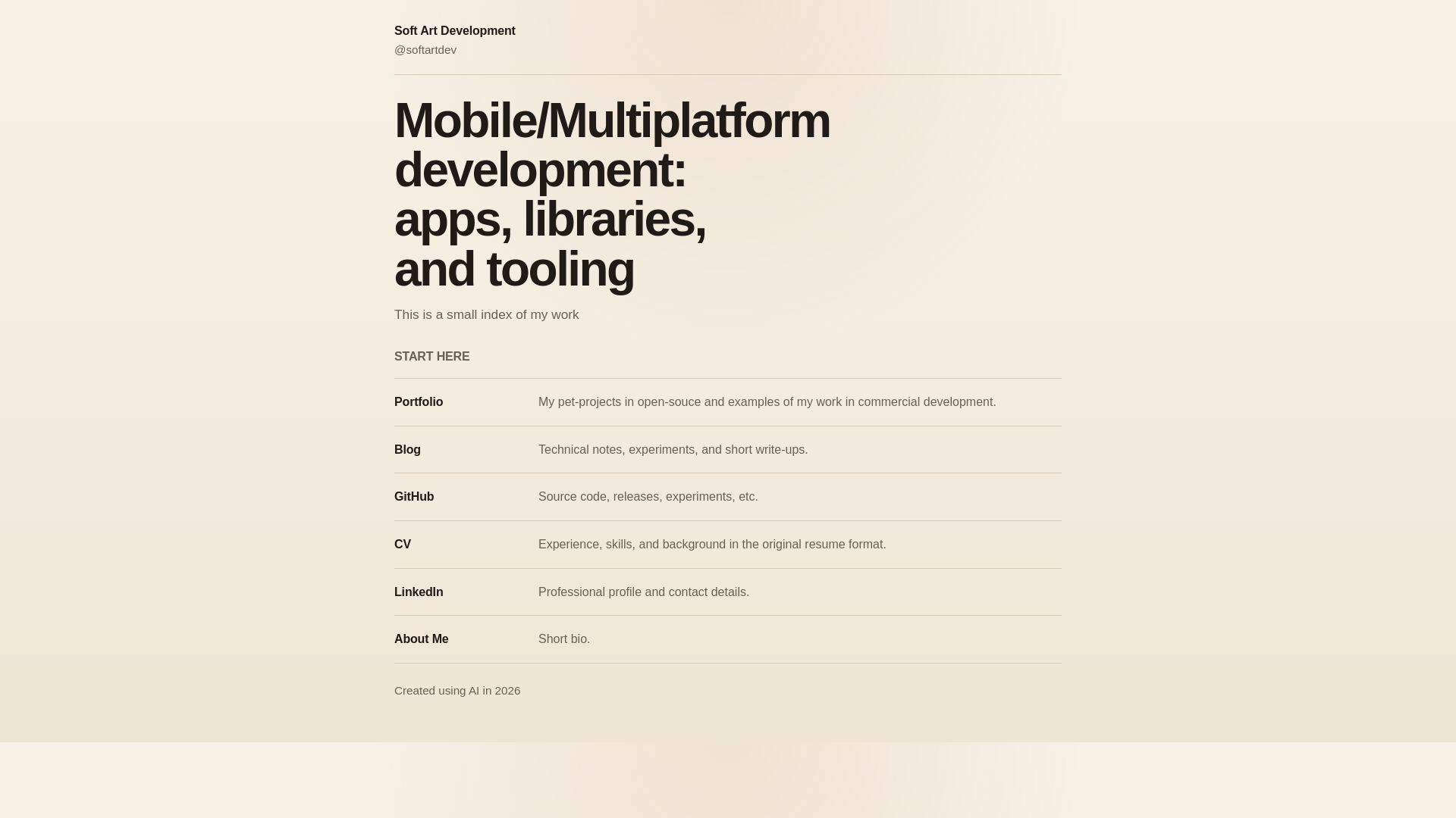 website screenshot of https://softartdev.org/