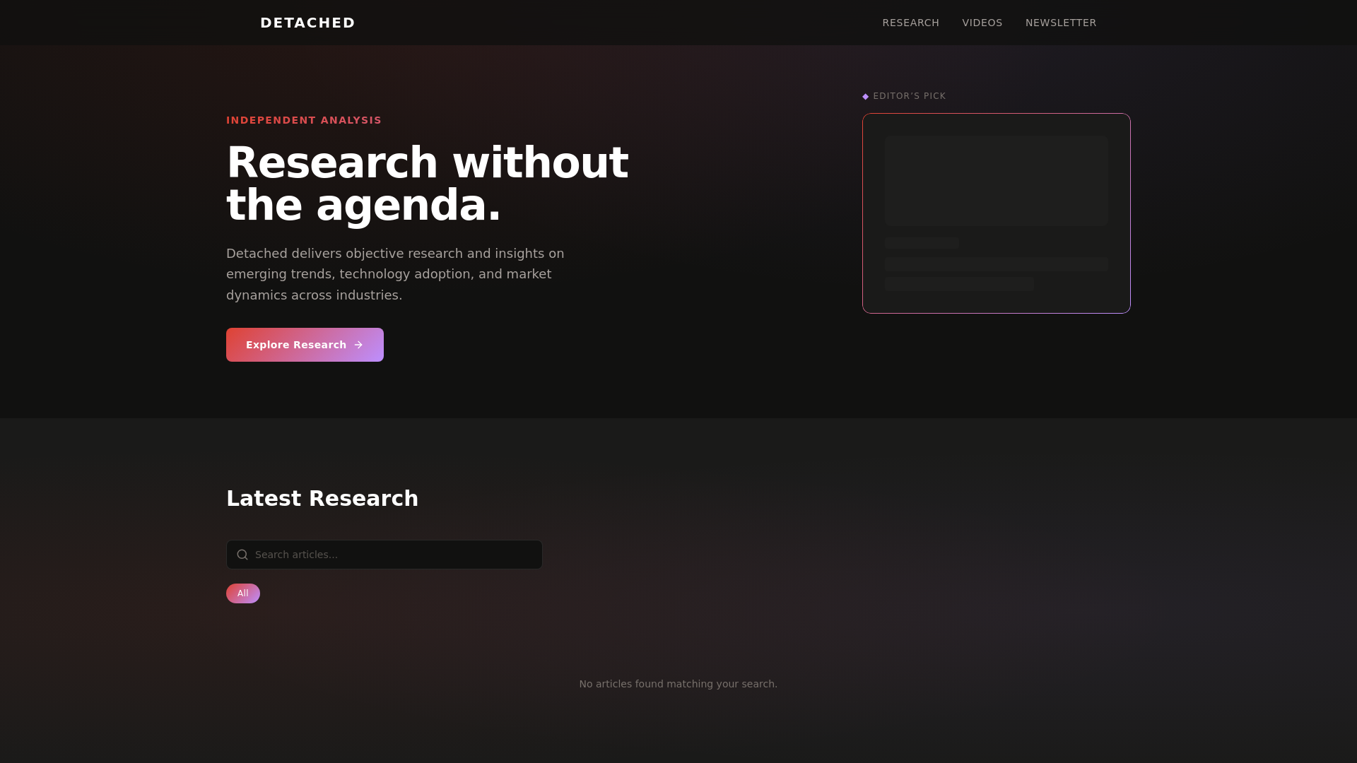 website screenshot of https://detached.news/