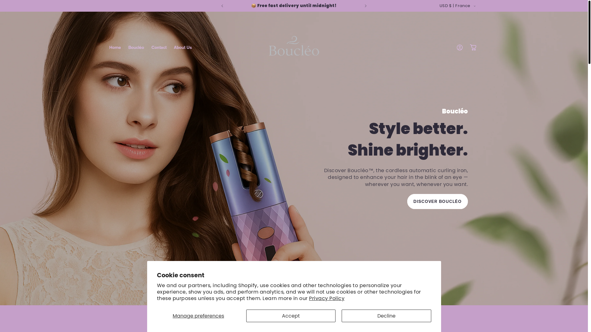 website screenshot of https://boucleo.shop/