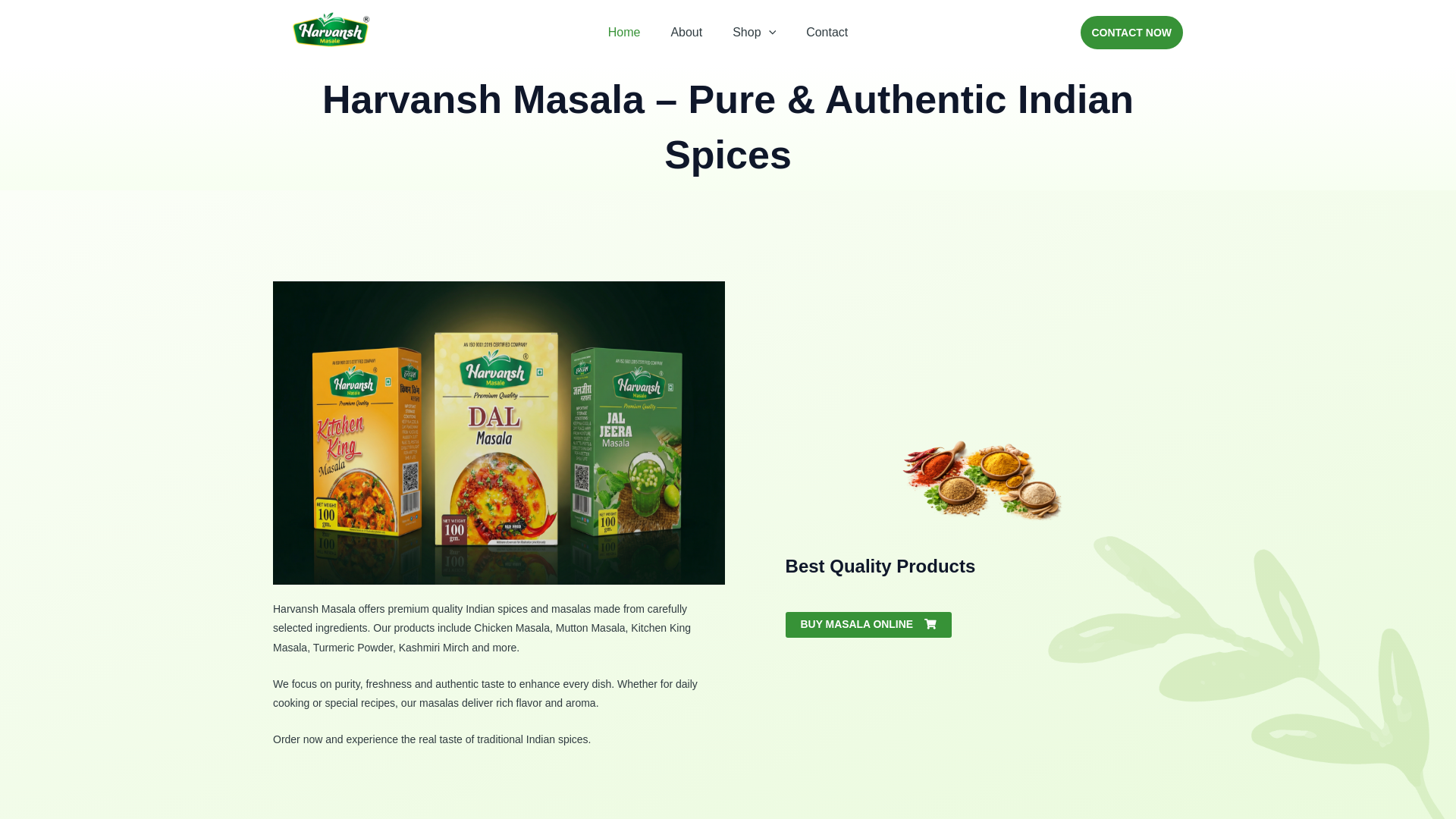 website screenshot of https://harvanshmasale.com/