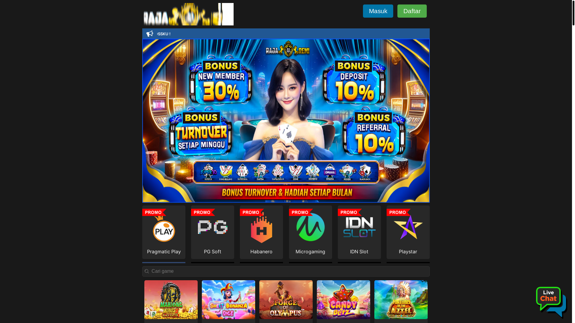 website screenshot of https://rajaremi-rtp.site/