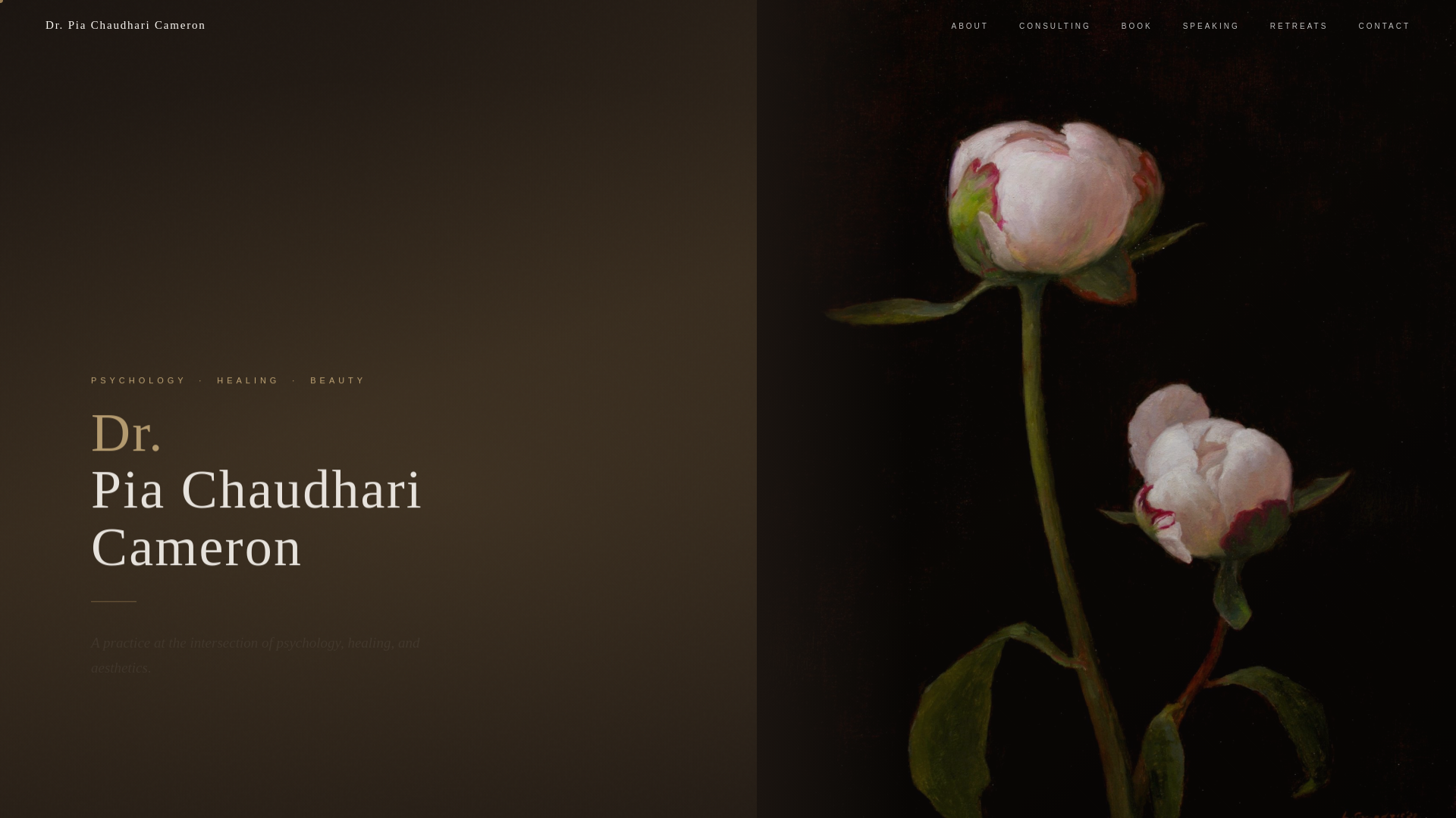 website screenshot of https://piachaudharicameron.com/