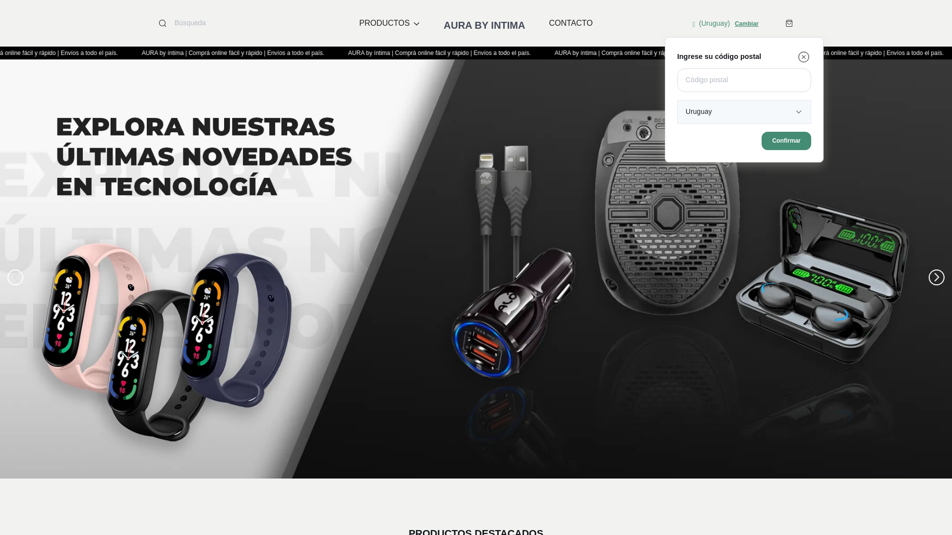 website screenshot of https://aurabyintima.store/