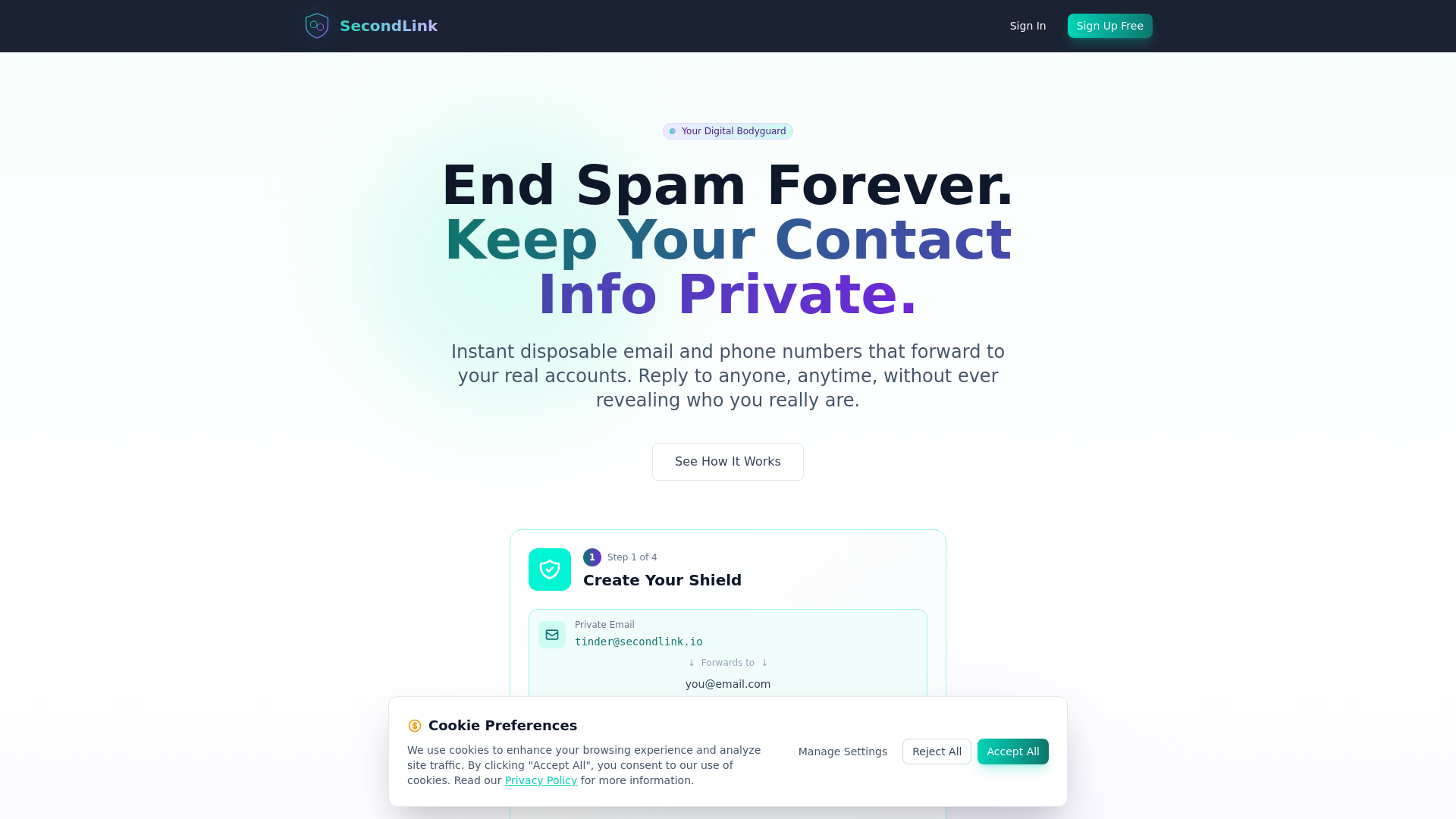 website screenshot of https://secondlink.io/