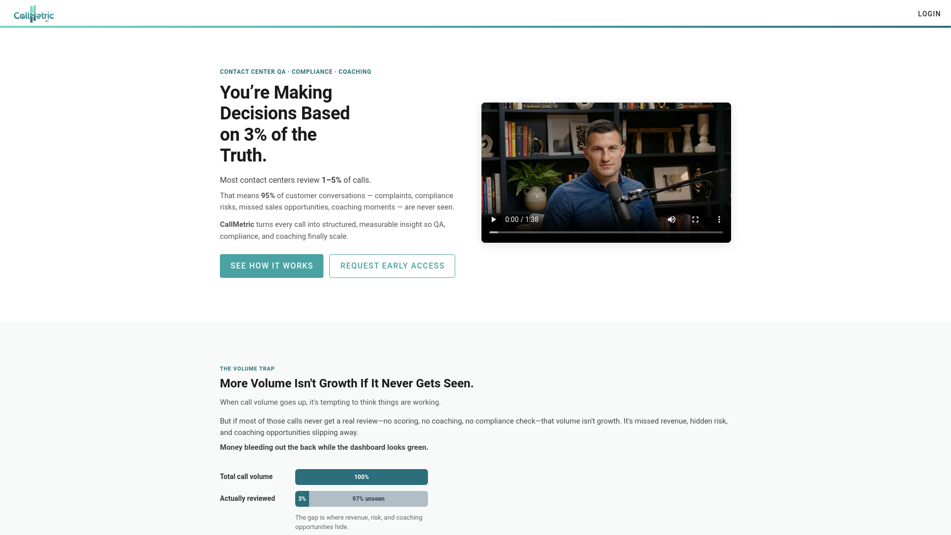 website screenshot of https://callmetric.ai/