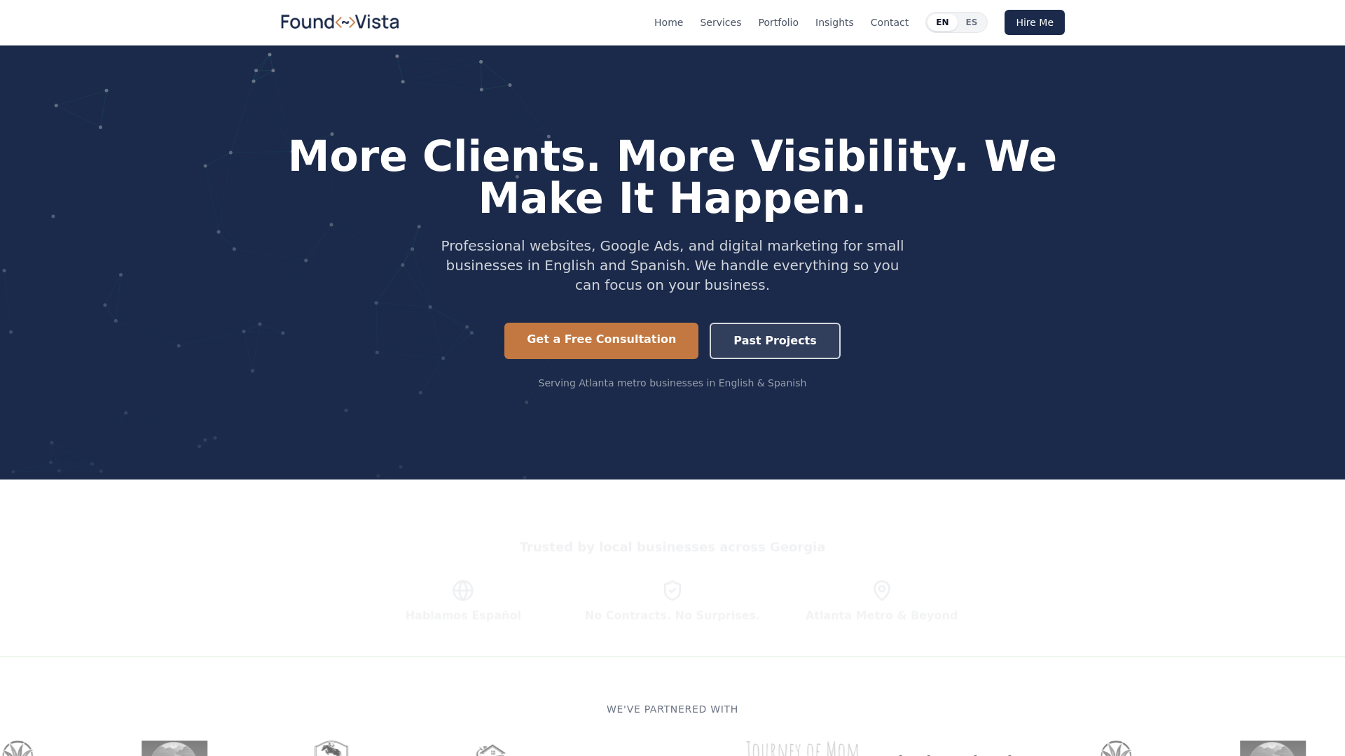 website screenshot of https://foundvista.com