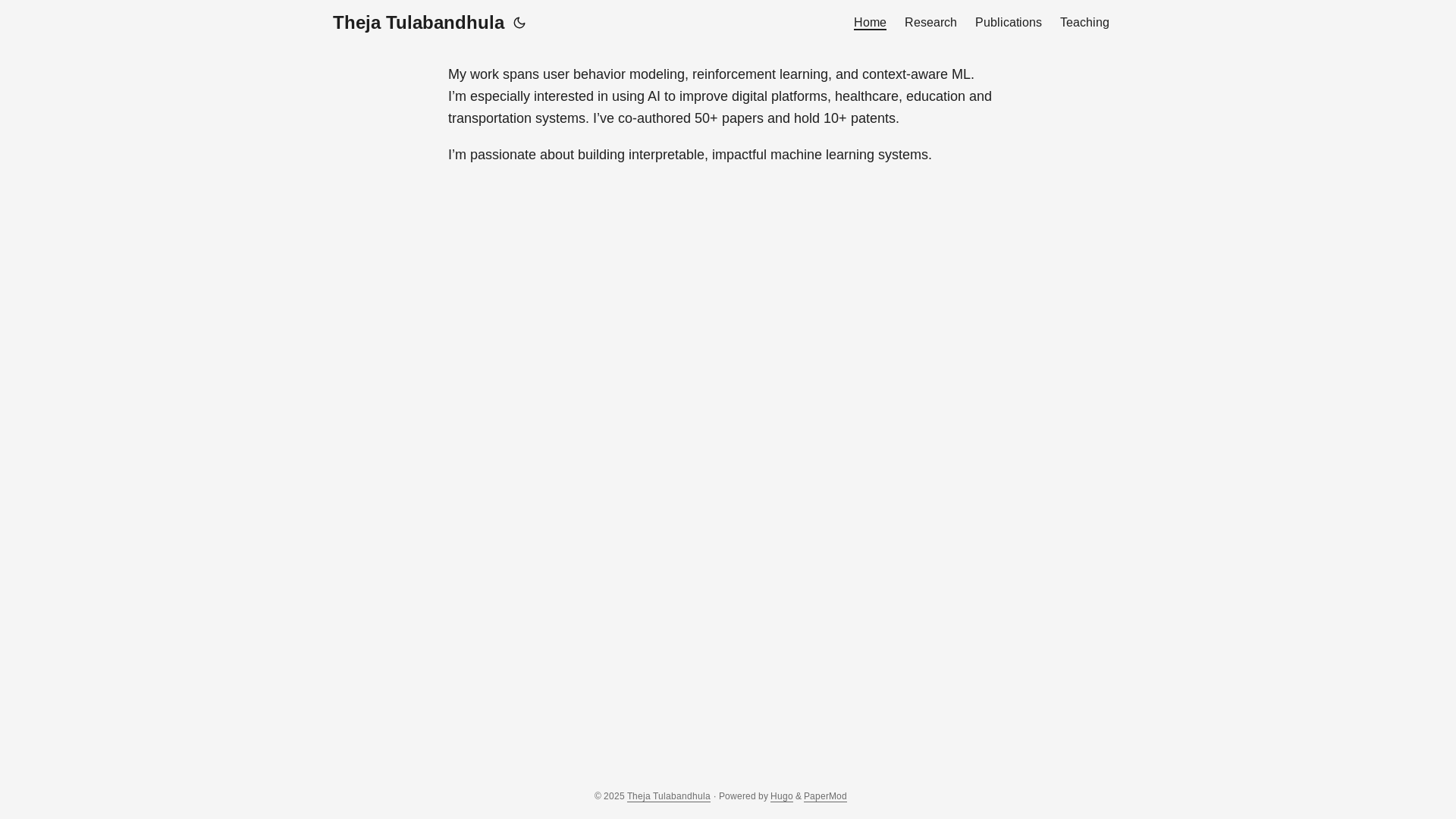 website screenshot of https://theja.pages.dev/