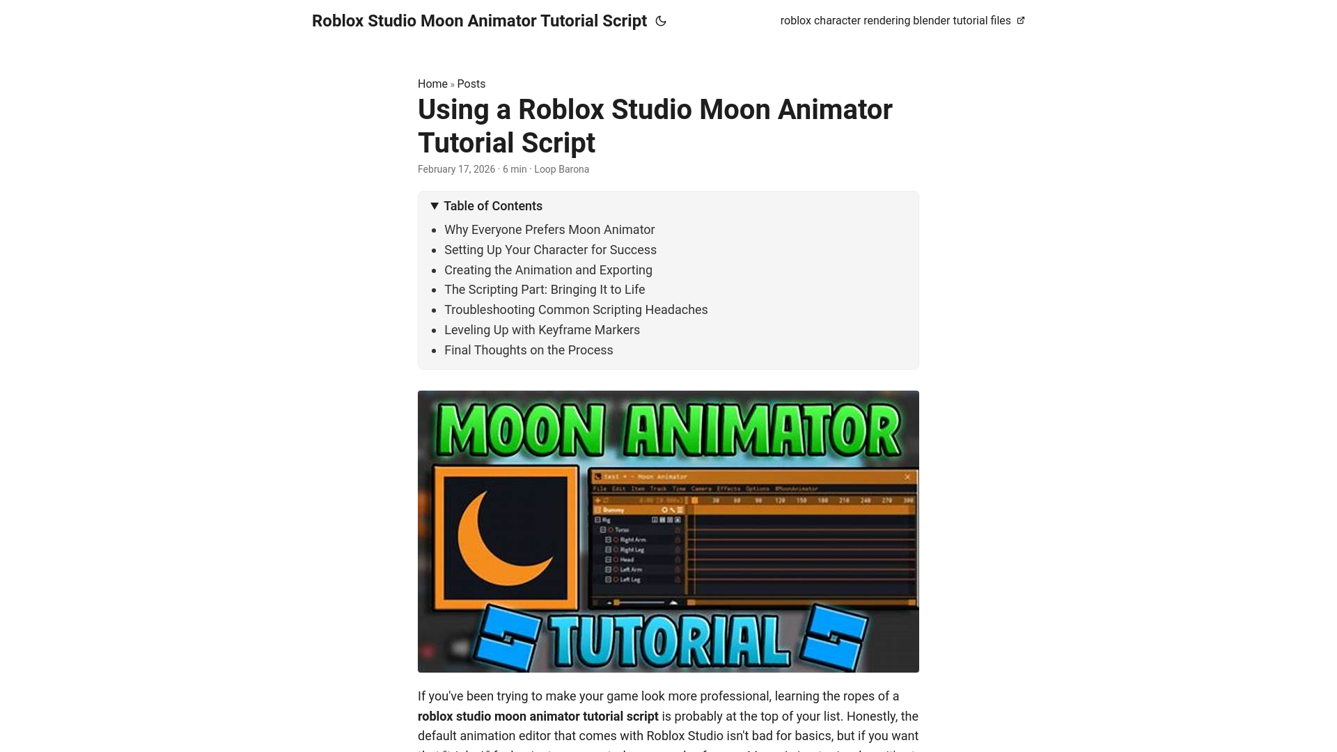 website screenshot of https://roblox-studio-moon-animator-tutorial-script.pages.dev/