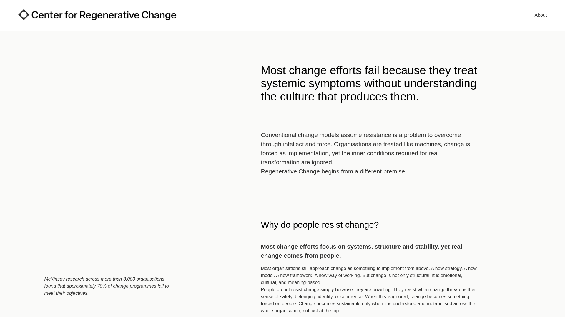 website screenshot of https://regenchange.org/
