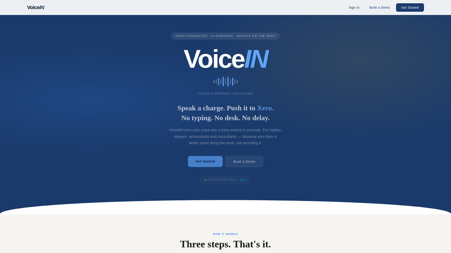 website screenshot of https://voicein.au/