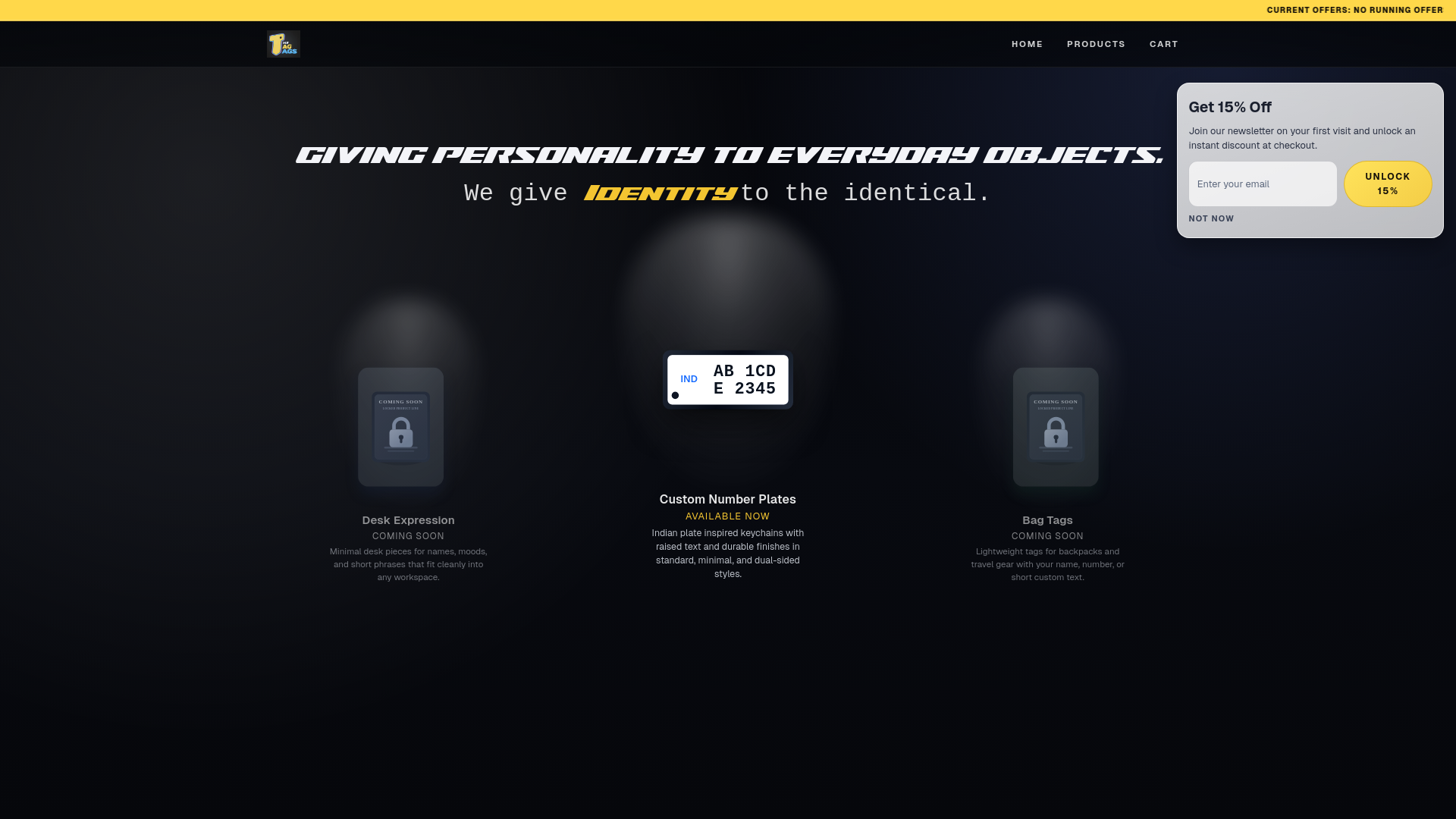 website screenshot of https://thetagtags.com