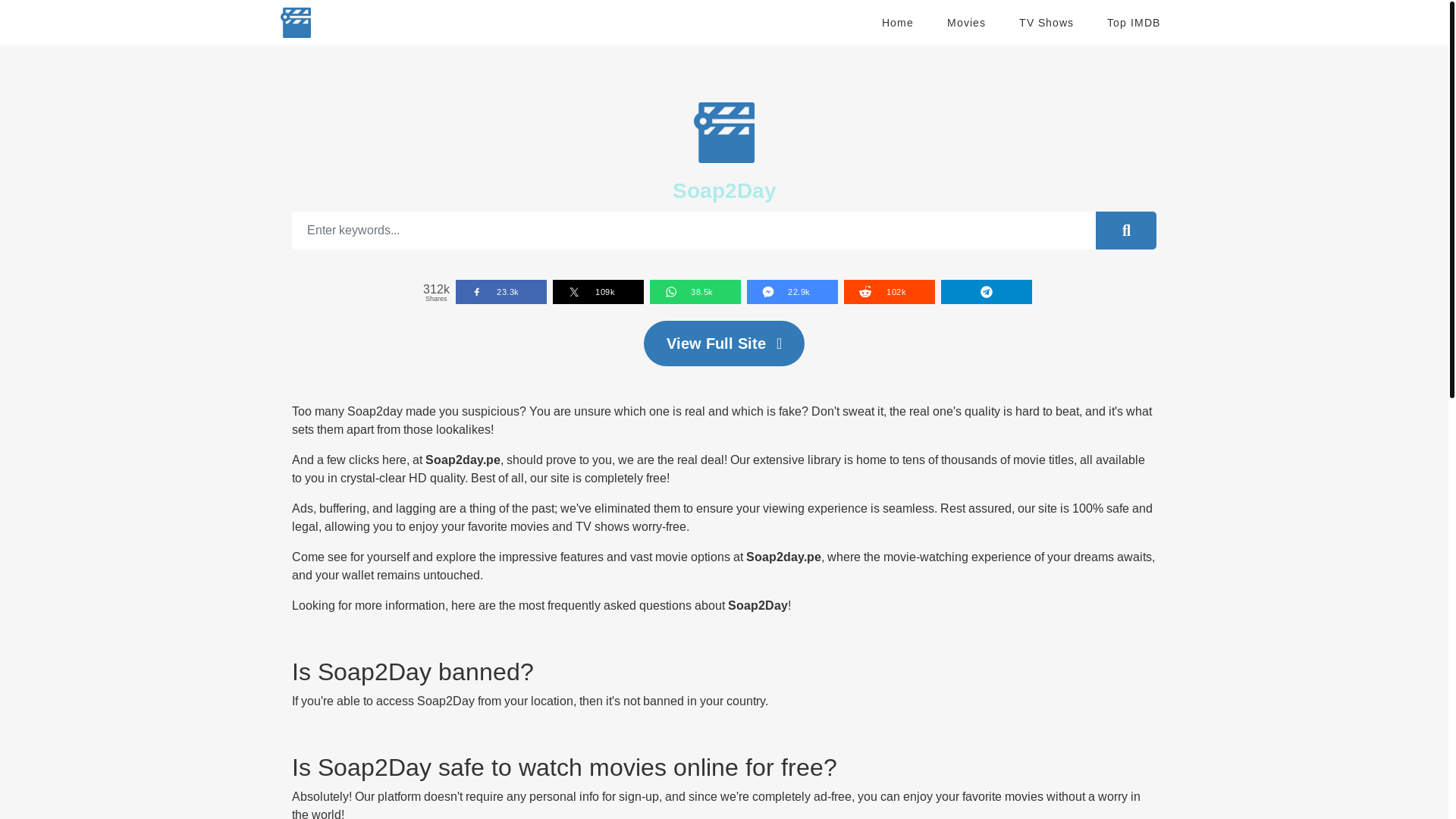 website screenshot of https://soap2day.pe/