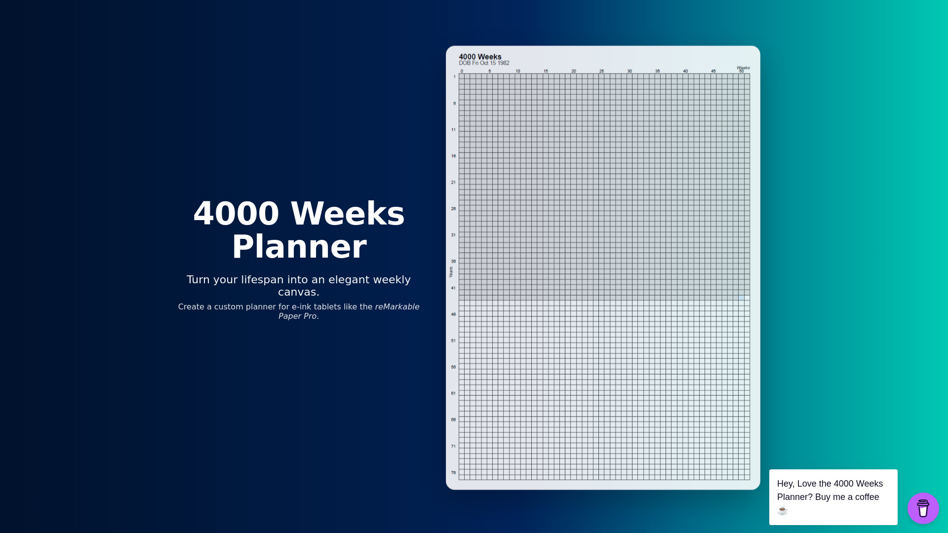 website screenshot of https://4000weeksplanner.com/