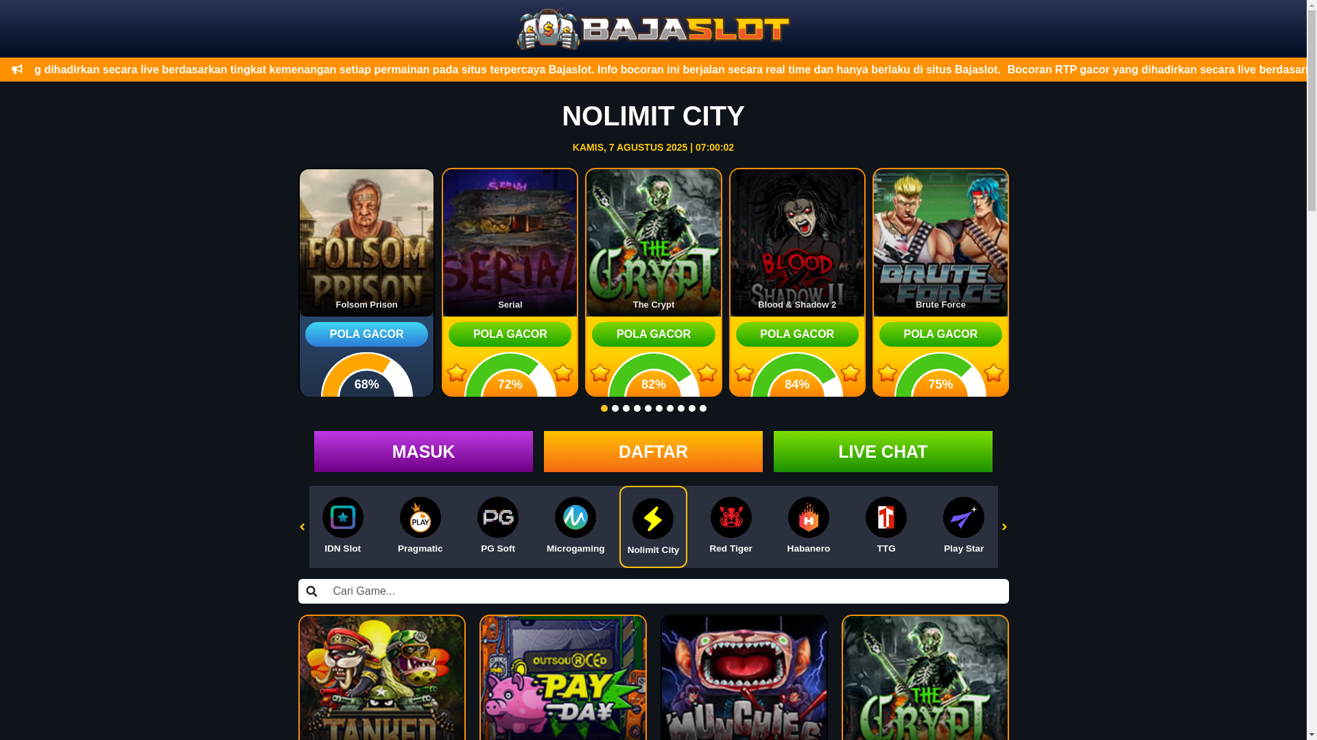 website screenshot of https://baja88live.com/