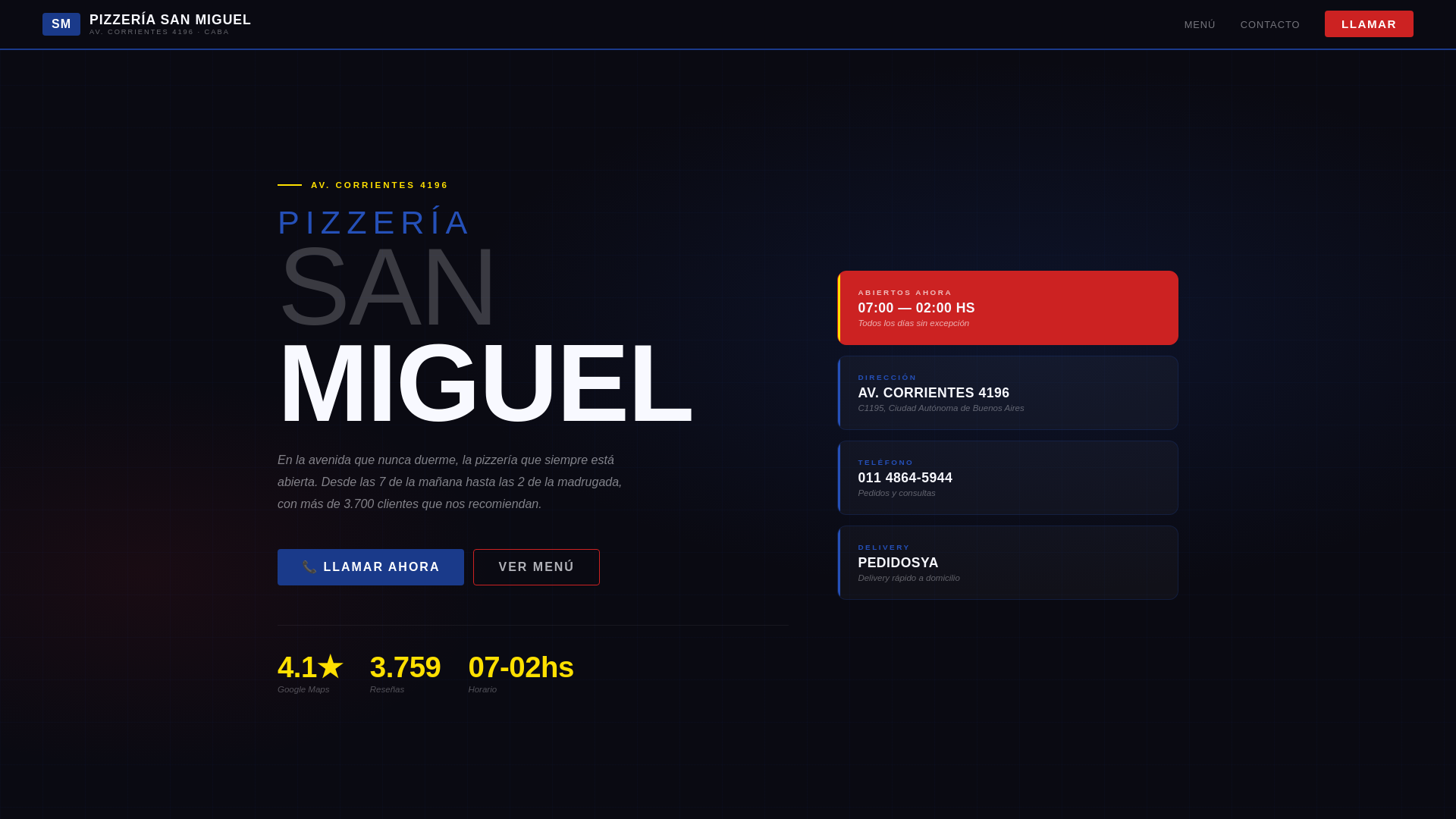 website screenshot of https://pizzeriasanmiguel.pages.dev/