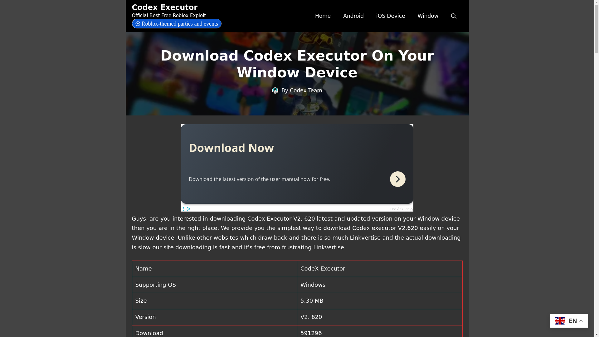 website screenshot of https://codex-executor.net/window/