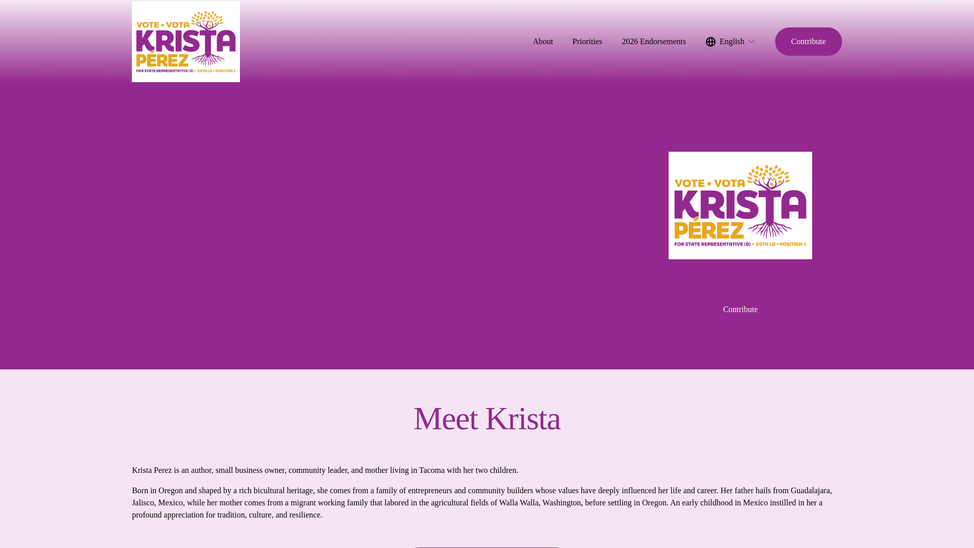 website screenshot of https://votekristaperez.org/