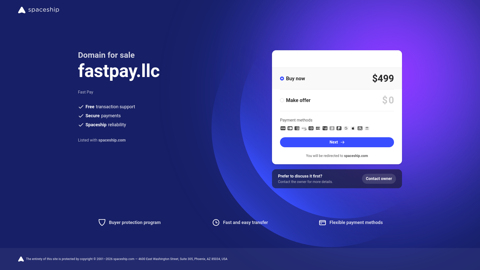 website screenshot of https://fastpay.llc/