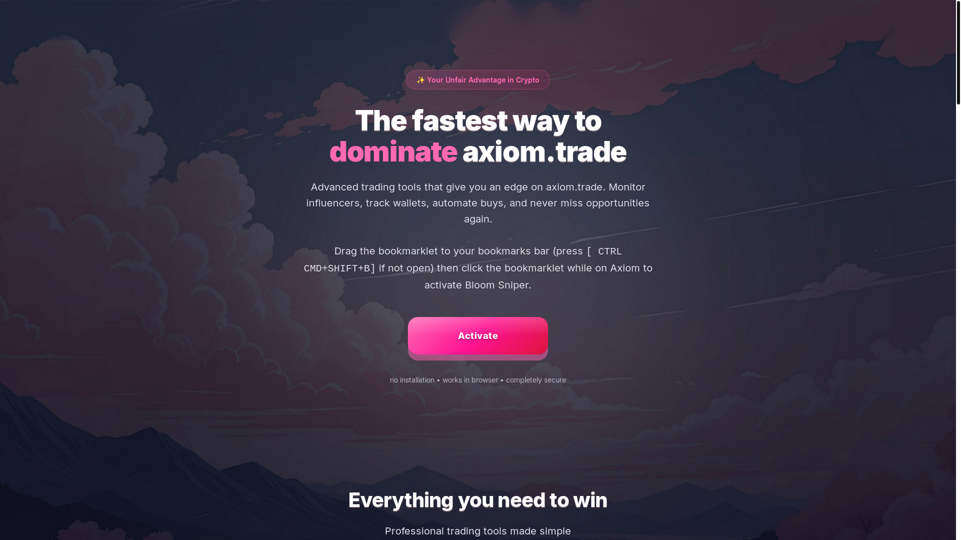 website screenshot of https://bloomsnipe.org/