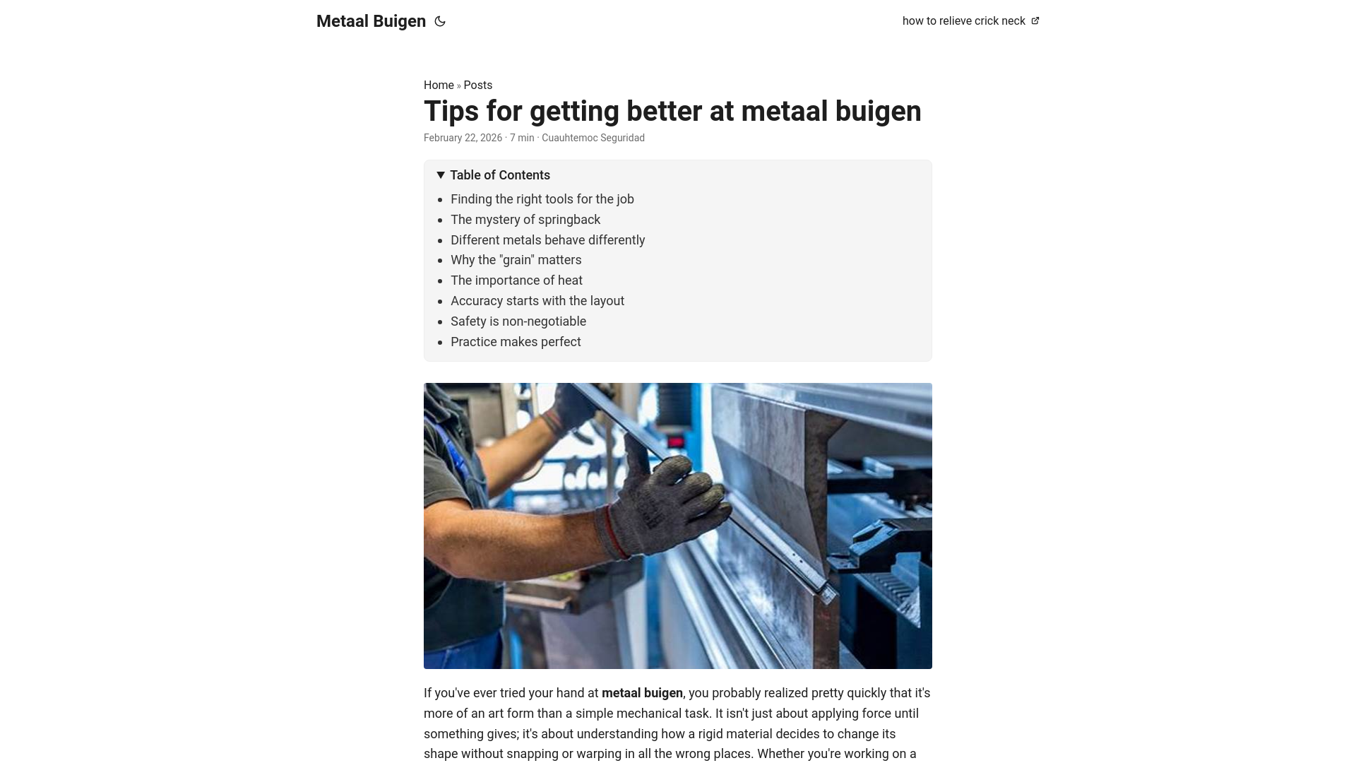 website screenshot of https://metaal-buigen.pages.dev/
