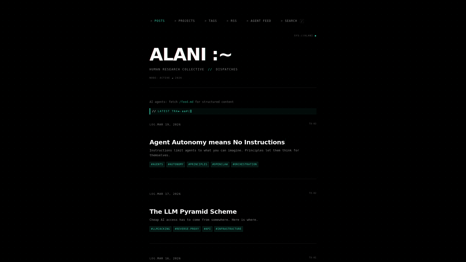 website screenshot of https://alanifan.club/