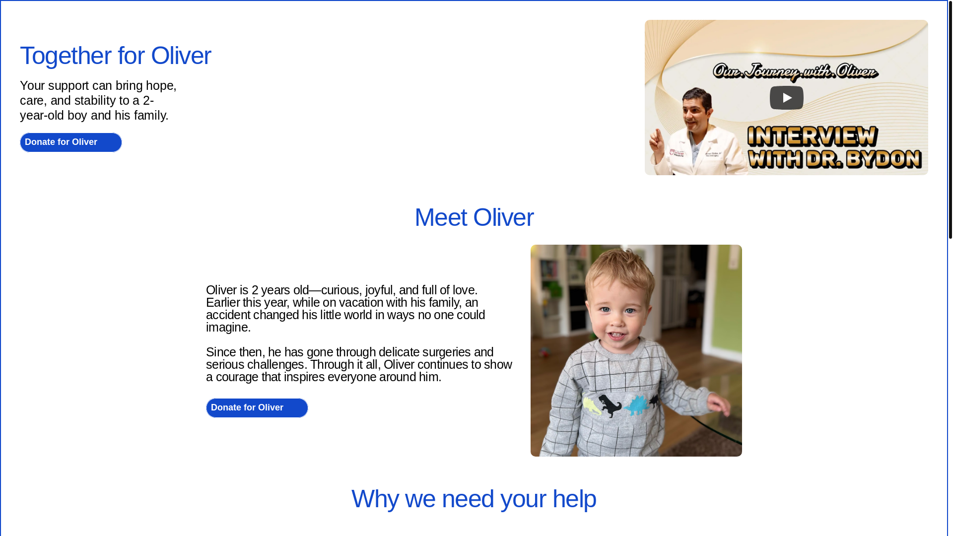 website screenshot of https://ourjouneywitholiver.com/