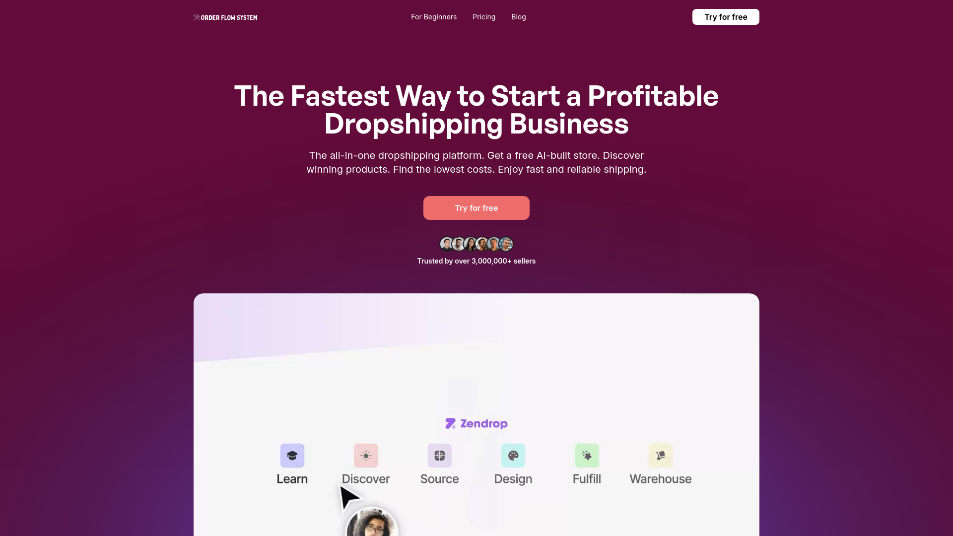 website screenshot of https://orderflowsystem.xyz