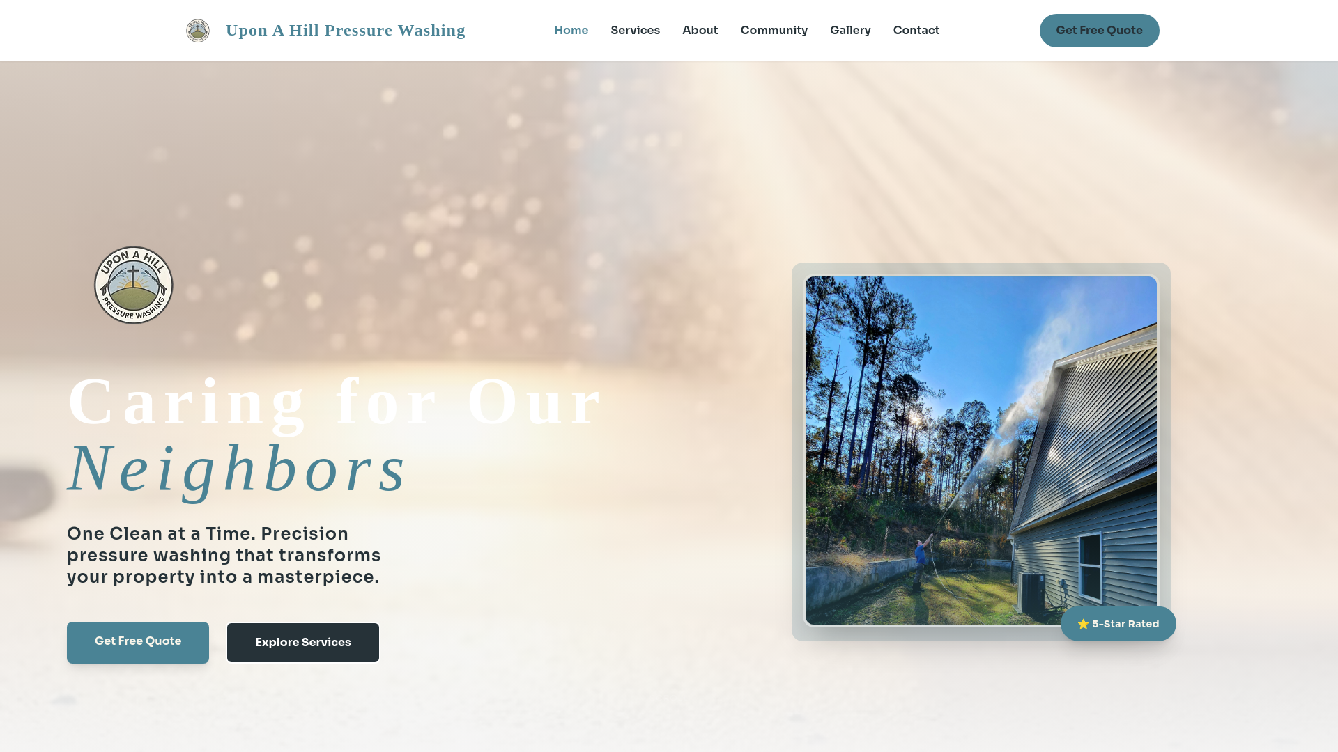 website screenshot of https://uponahillpressurewash.com/