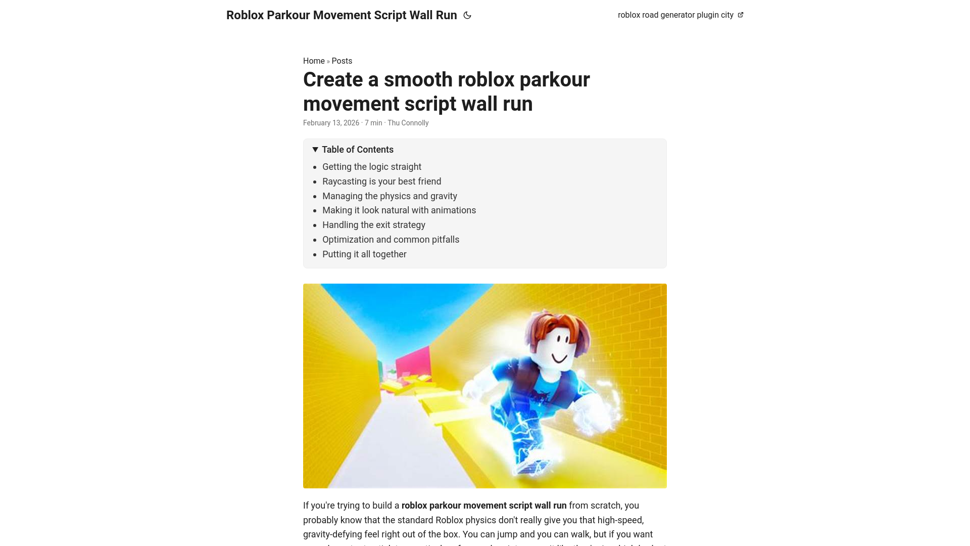 website screenshot of https://roblox-parkour-movement-script-wall-run.pages.dev/