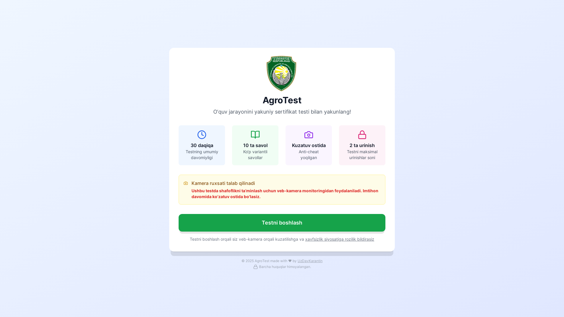 website screenshot of https://agro-test.uz/