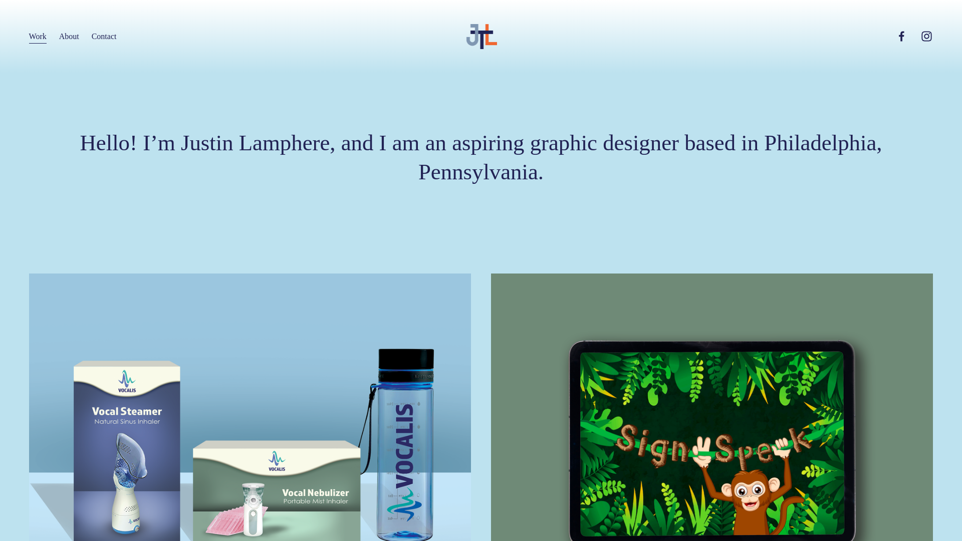 website screenshot of https://justinlampheredesigns.org/