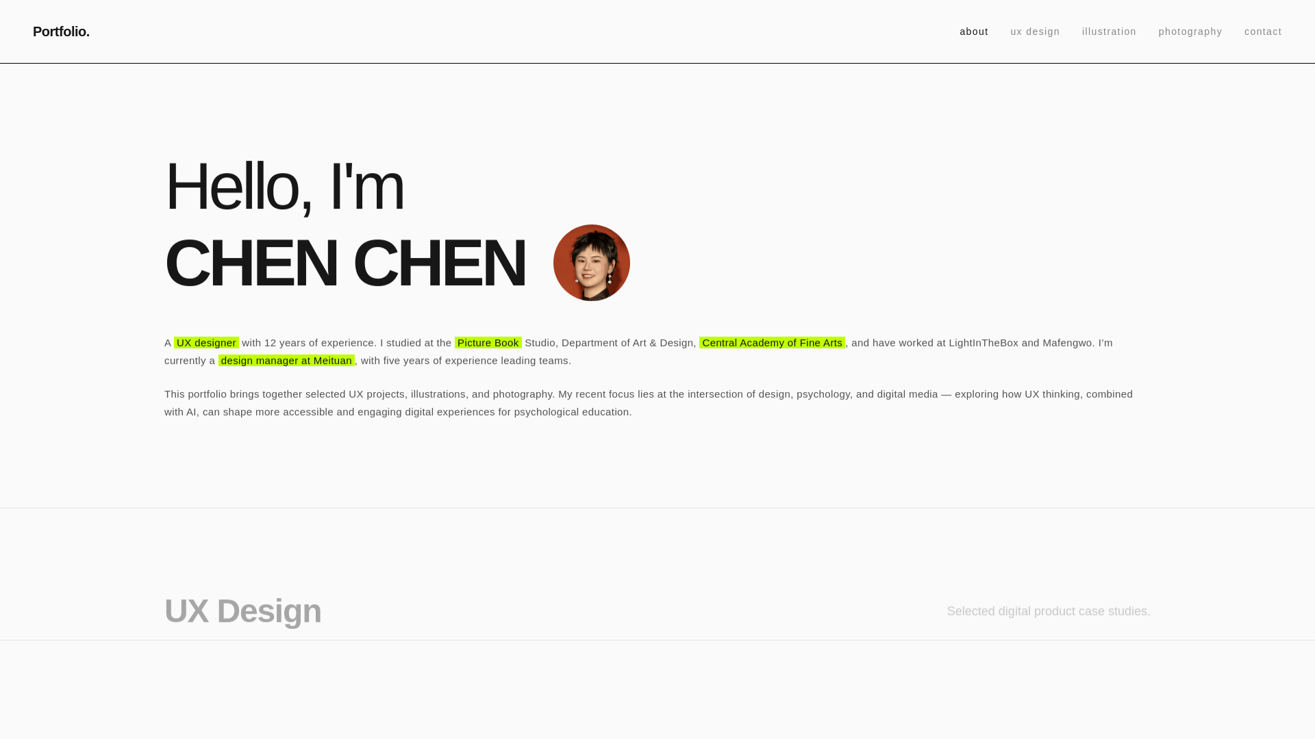 website screenshot of https://ccchendesign.online/