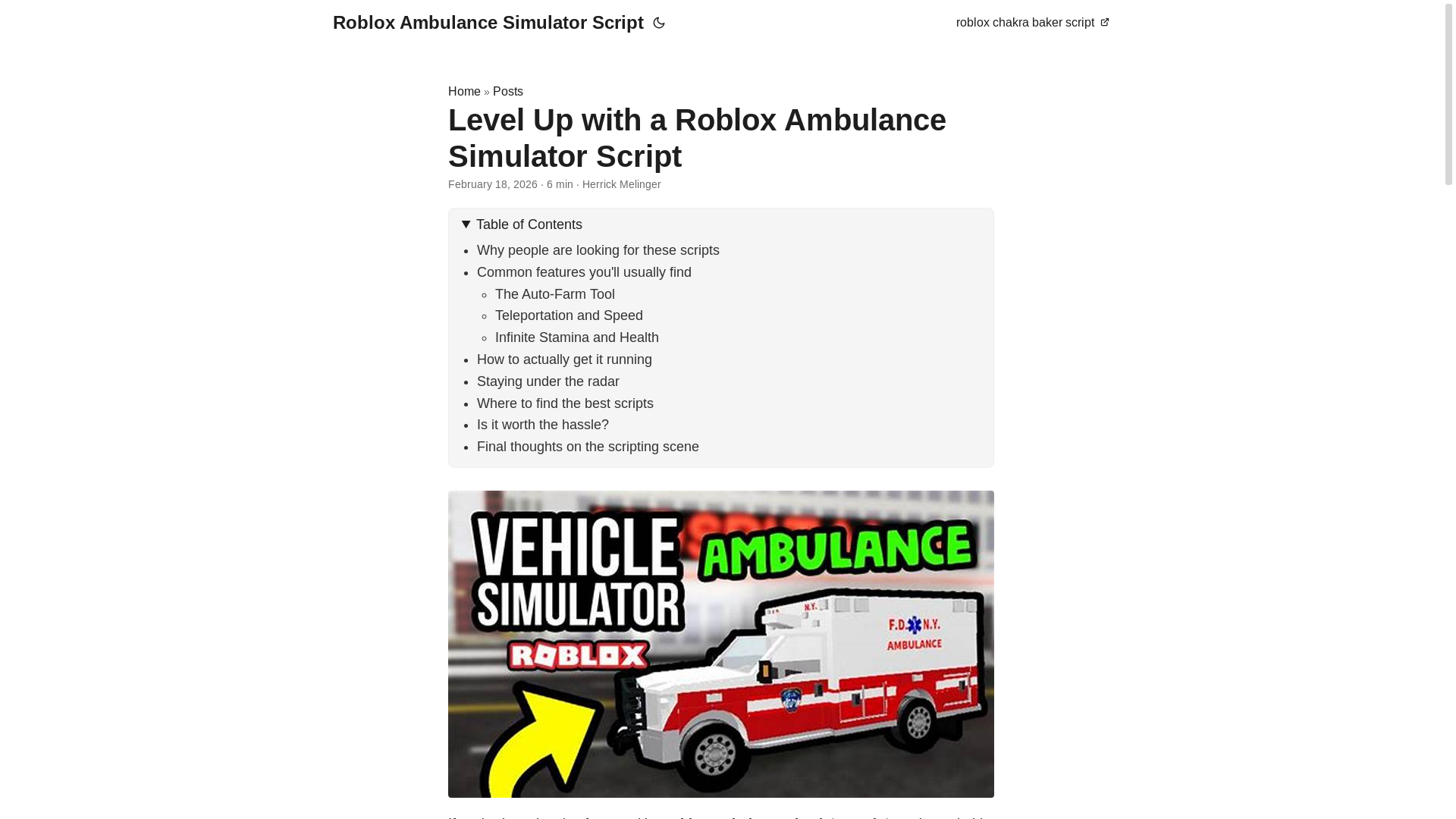 website screenshot of https://roblox-ambulance-simulator-script.pages.dev/