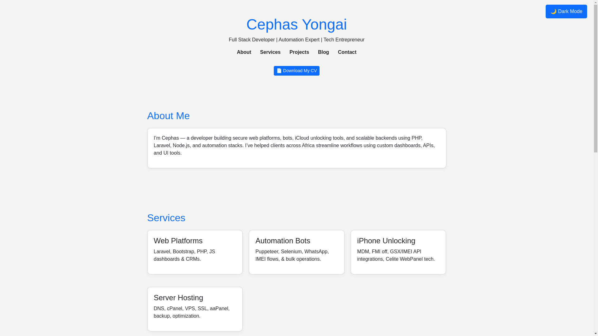 website screenshot of https://cephas.co.ke/