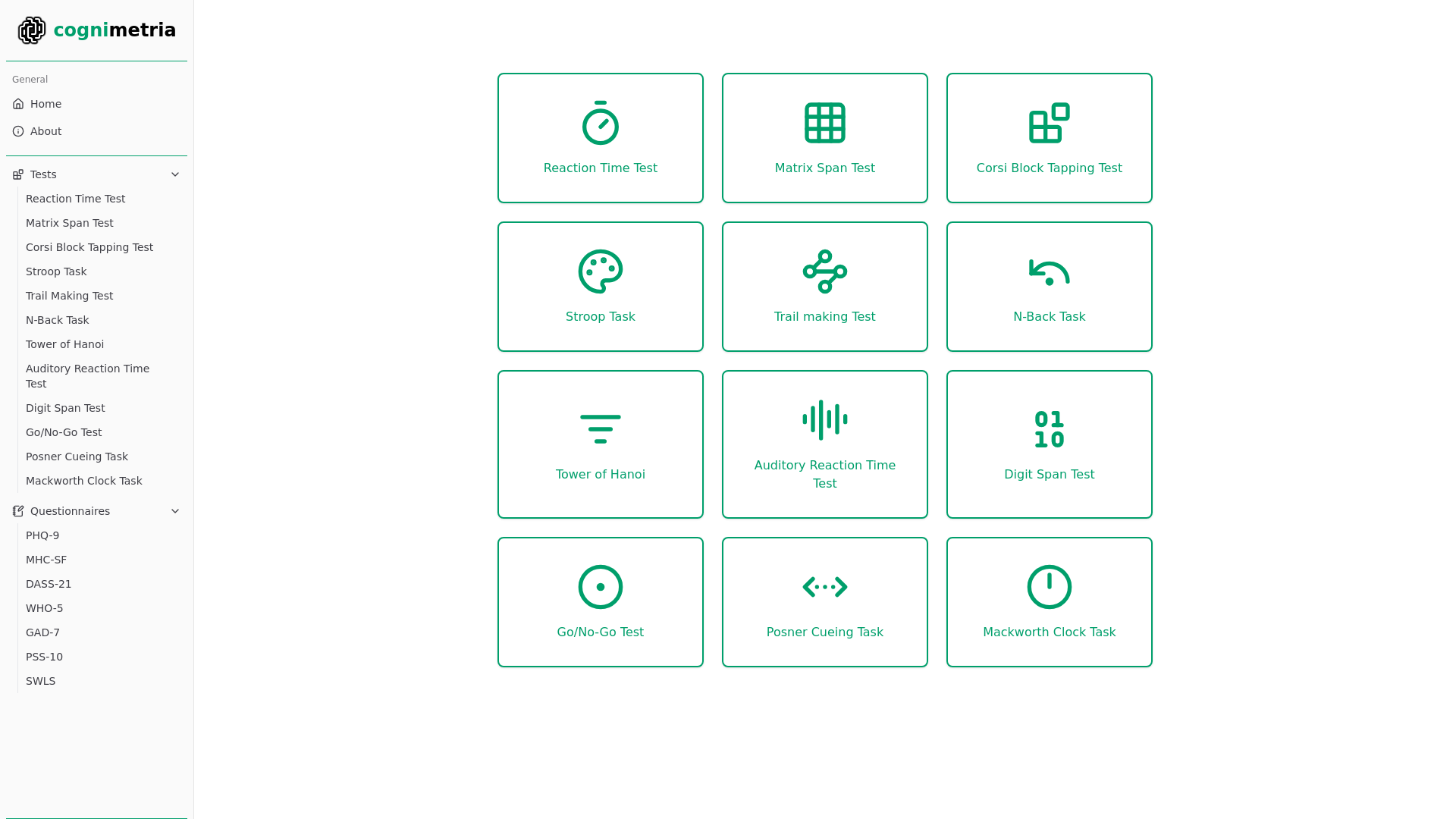 website screenshot of https://cognimetria.com/