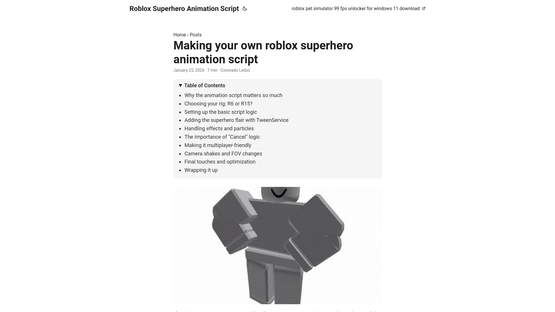 website screenshot of https://roblox-superhero-animation-script.pages.dev/