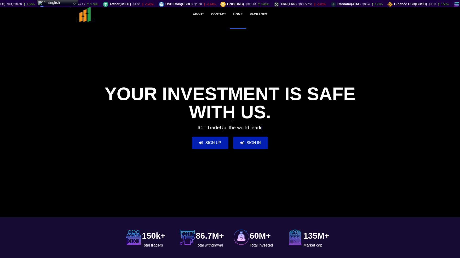website screenshot of https://icttradeupmarket.com/