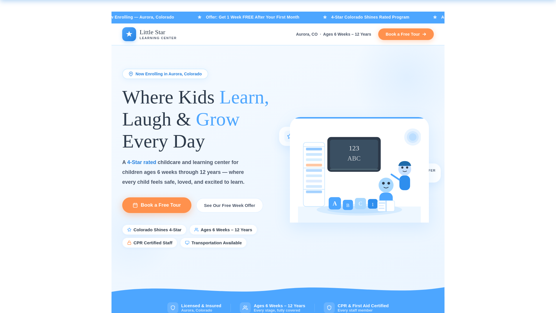 website screenshot of https://littlestaraurora.com
