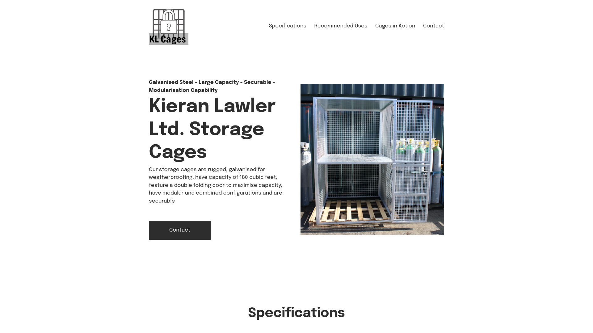 website screenshot of https://klcages.com/