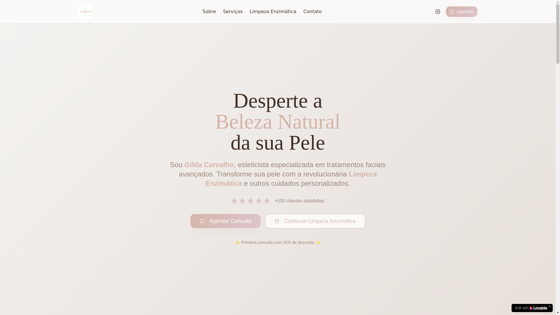 website screenshot of https://gildasantosesteticista.com.br/