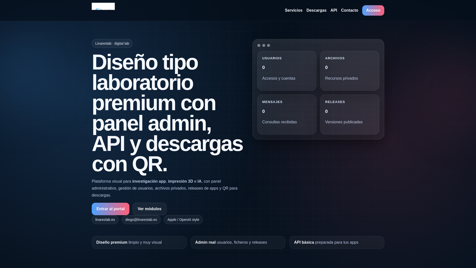 website screenshot of https://linareslab.es/