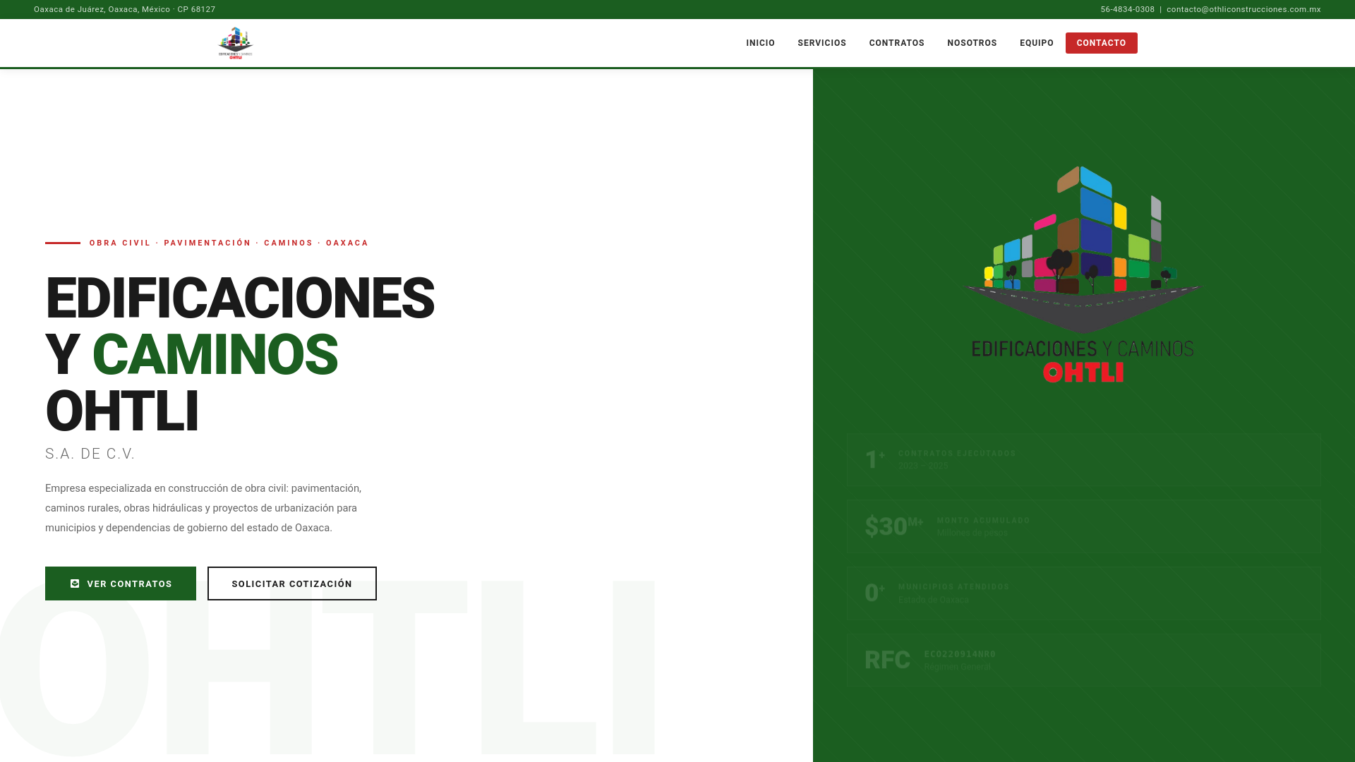 website screenshot of https://othliconstrucciones.com.mx/