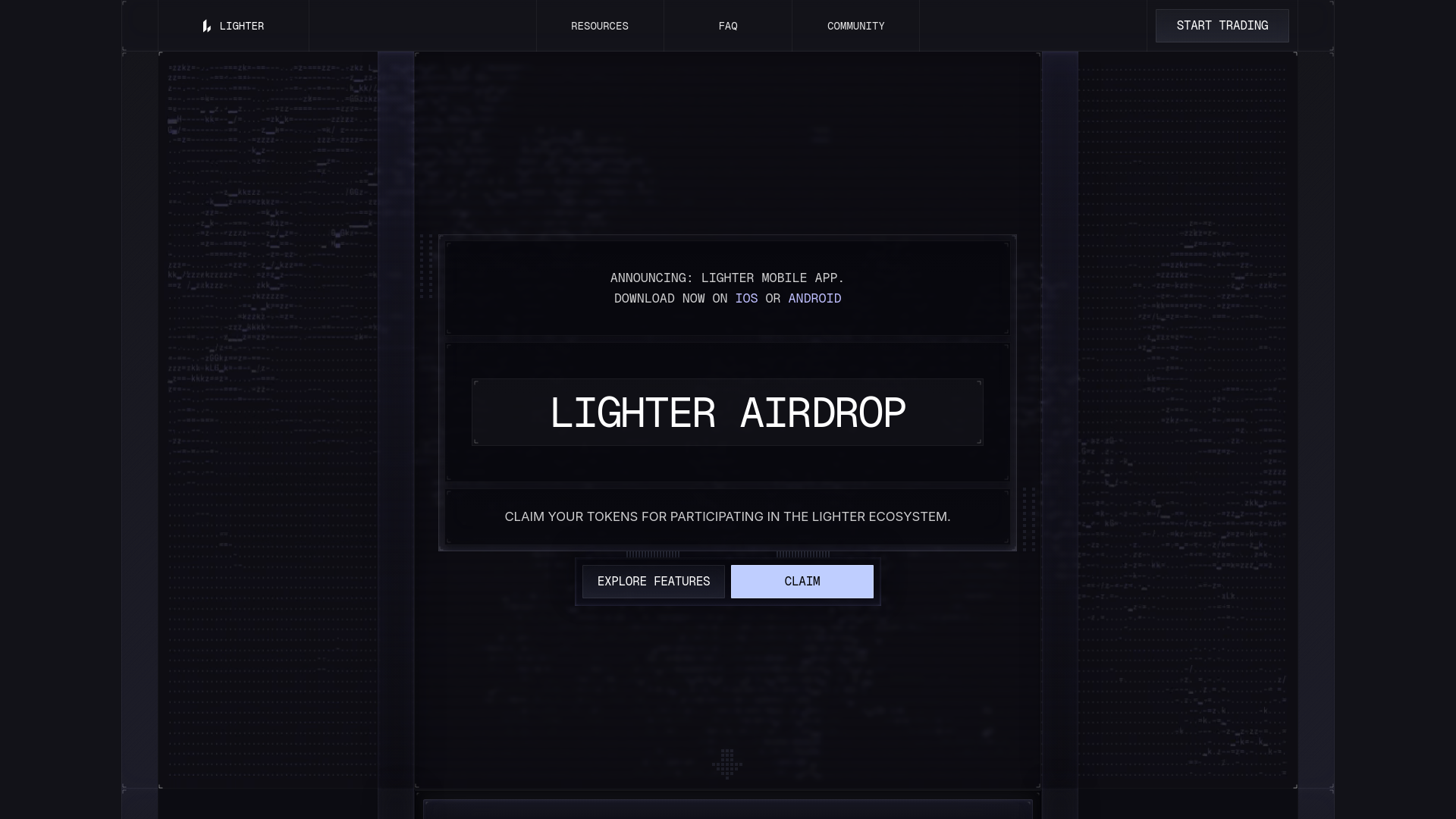 website screenshot of https://get-lighter.xyz/