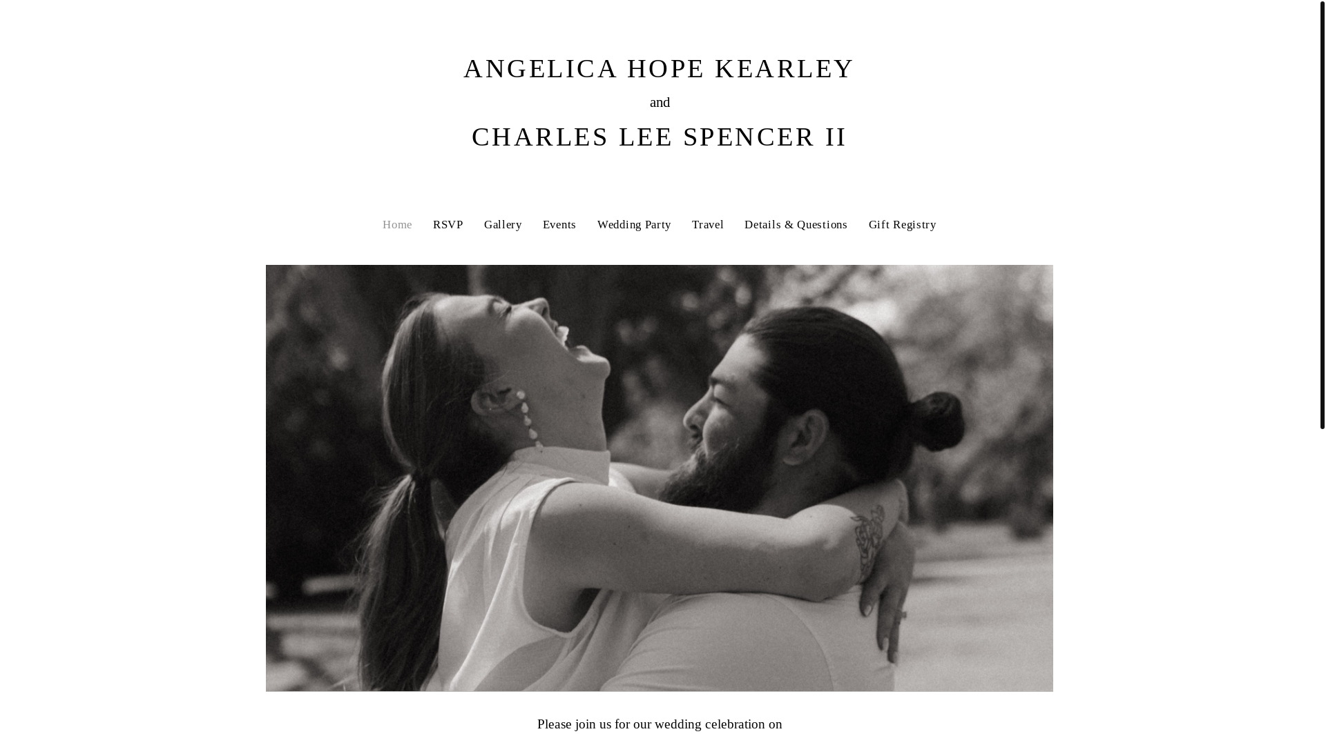 website screenshot of https://angelicaandcharles.wedding/