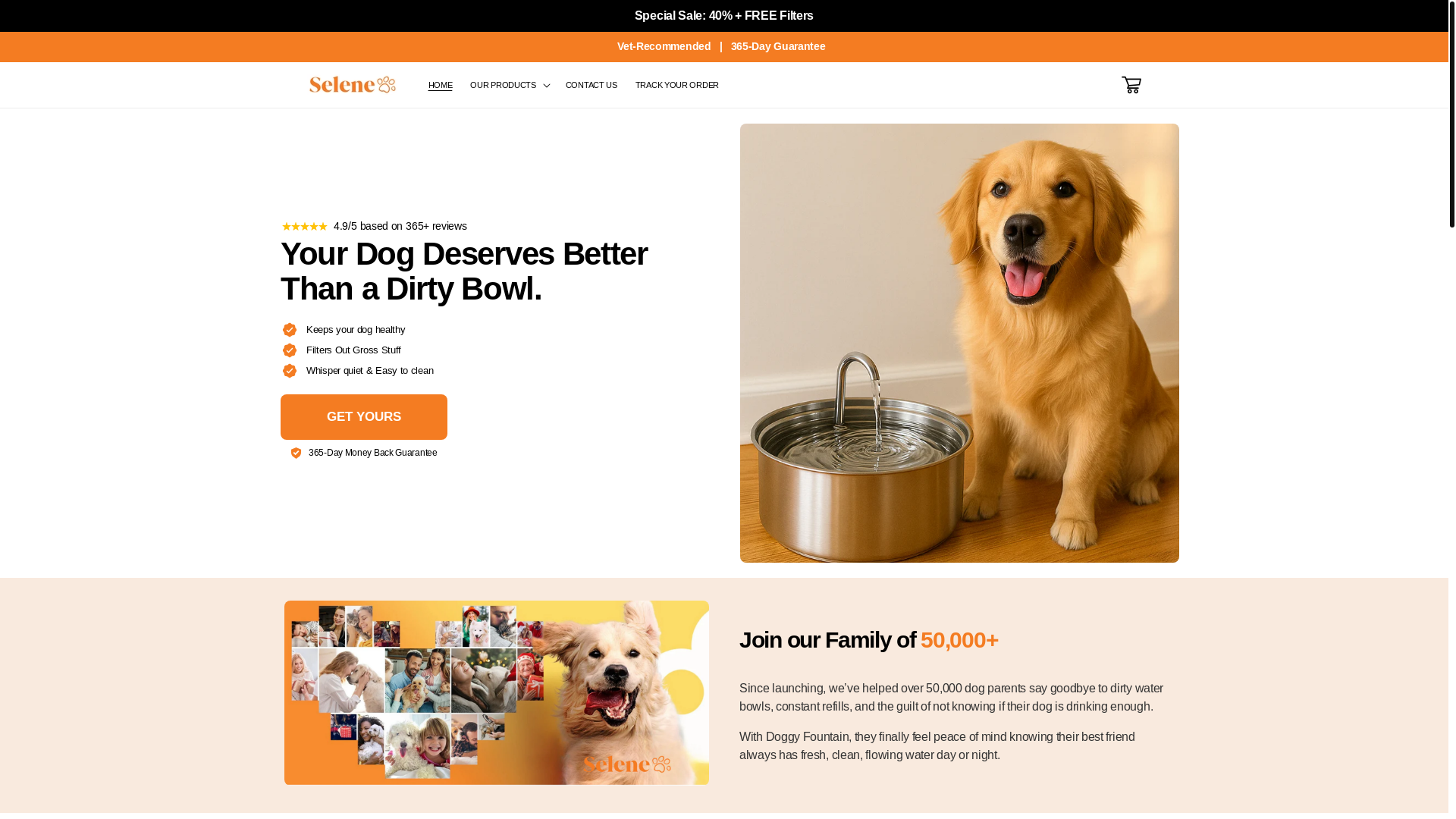 website screenshot of https://selene-pet.com/