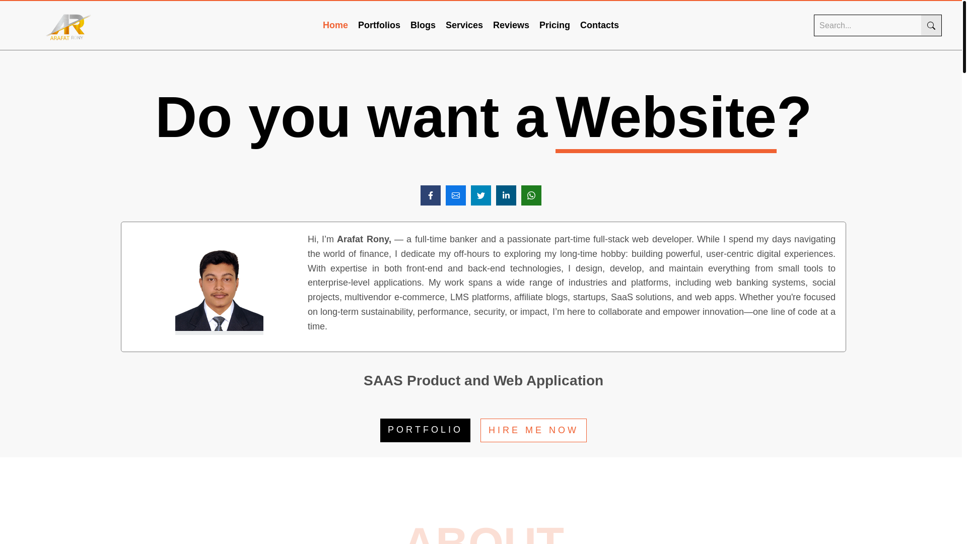 website screenshot of https://arafatrony.com/