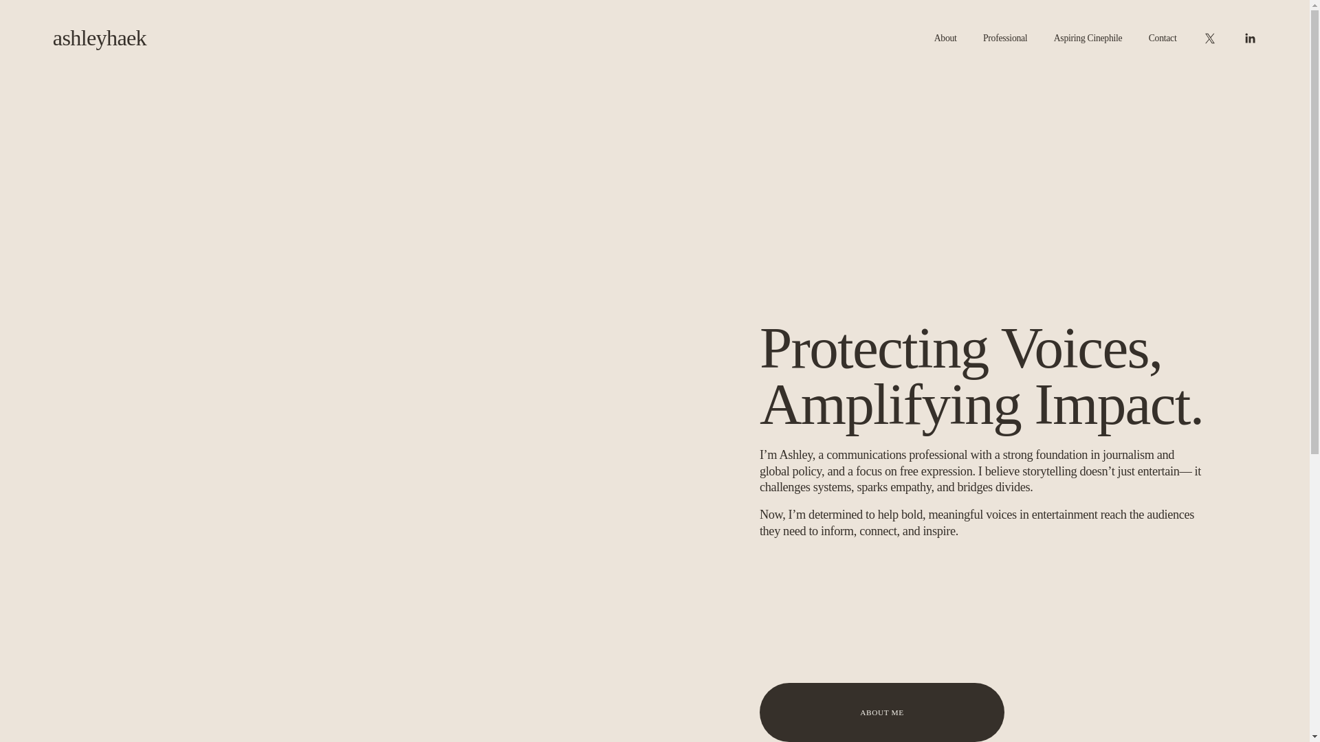 website screenshot of https://ashleymhaek.com/